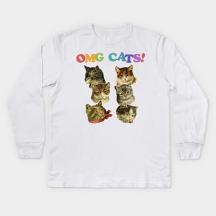 OMG Cats! Cat Lover Retro Design Kids Long Sleeve T-Shirt